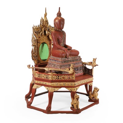 Lot 68 - A large Shan-style red lacquer Buddha
