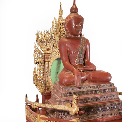 Lot 68 - A large Shan-style red lacquer Buddha