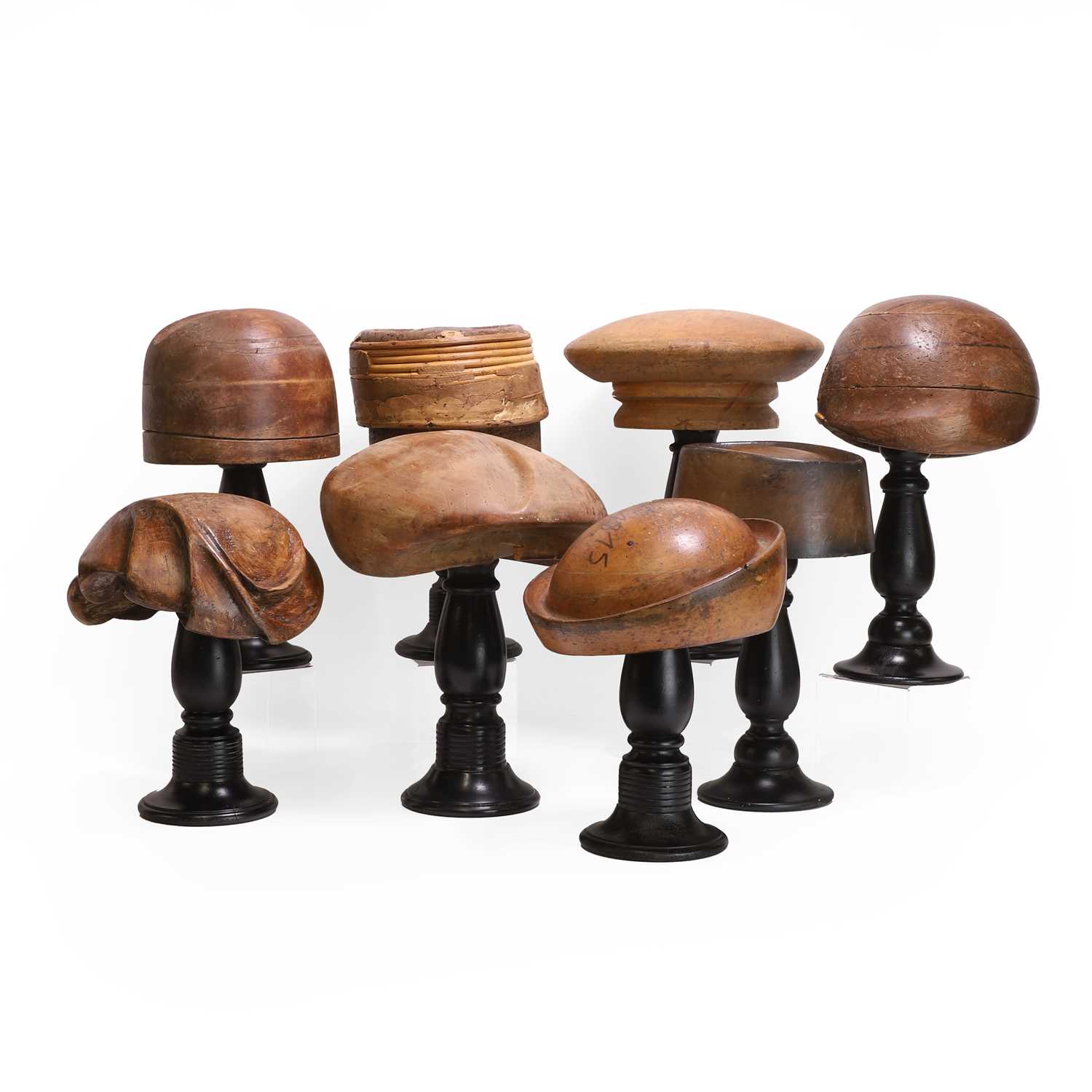 Lot 53 - A group of eight milliner's hat blocks