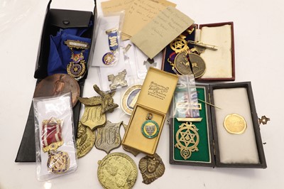 Lot 379 - A collection of Masonic medallions and medals