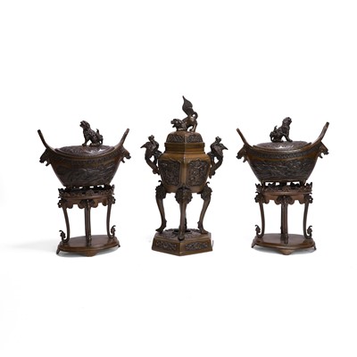 Lot 59 - A bronze garniture