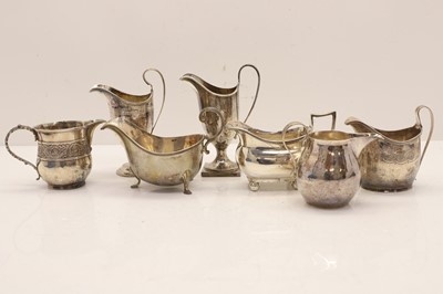 Lot 39 - A collection of seven various silver cream, milk and sauceboats