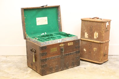 Lot 522 - An oak and wrought iron bound silver chest