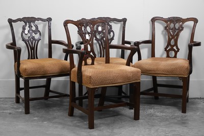 Lot 509 - A pair of George III mahogany elbow dining chairs