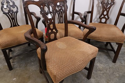 Lot 509 - A pair of George III mahogany elbow dining chairs