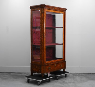 Lot 507 - A Dutch floral marquetry inlaid walnut vitrine