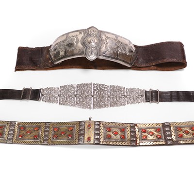 Lot 111 - Three silver belts