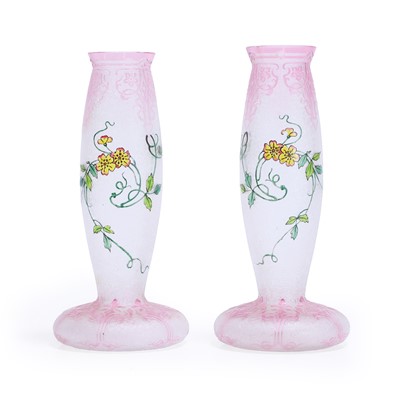 Lot 53 - A pair of St Louis 'Eglantier' glass vases