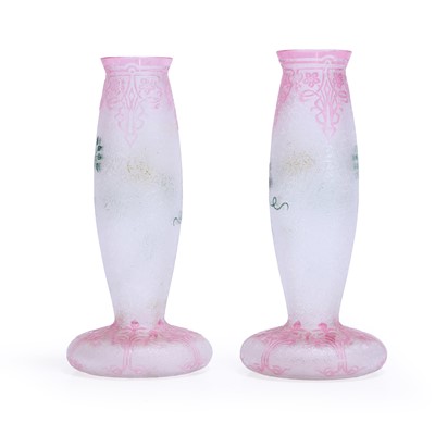 Lot 53 - A pair of St Louis 'Eglantier' glass vases