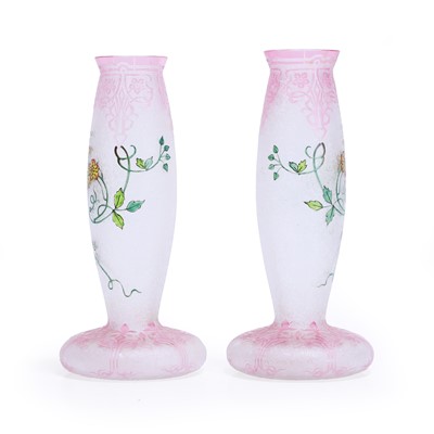 Lot 53 - A pair of St Louis 'Eglantier' glass vases