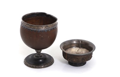 Lot 36 - A pair of silver mounted cups