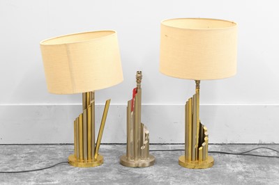Lot 478 - A pair of brass and steel table lamps