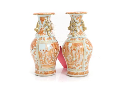 Lot 61 - A pair of Chinese Canton porcelain vases