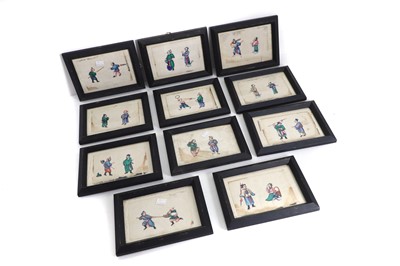 Lot 61 - A set of eleven Chinese pith paper paintings