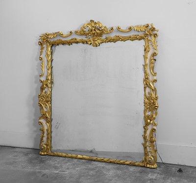 Lot 492 - A painted and parcel gilt overmantel mirror