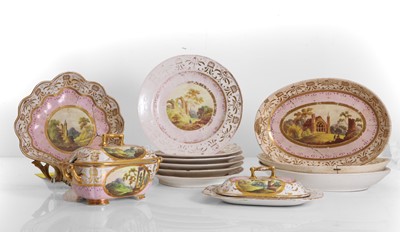 Lot 115 - An English porcelain hand-painted part service