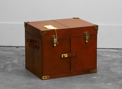 Lot 548 - A leather wine chest