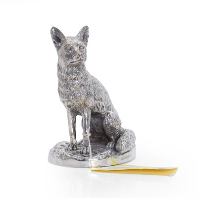 Lot 19 - A large silver sitting fox