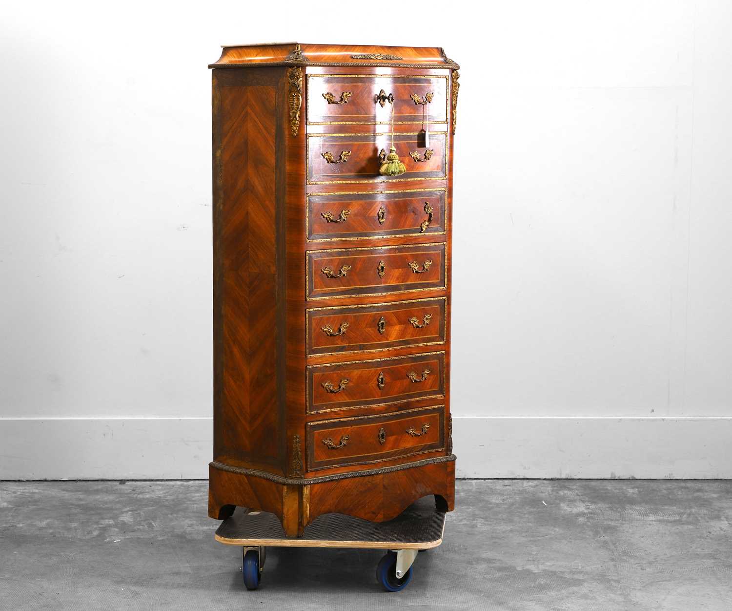 Lot 536A - A French Kingwood secretaire chest of drawers