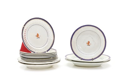 Lot 121 - Eight armorial ribbon plates