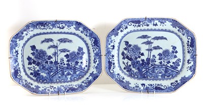Lot 55 - A pair of Chinese Export blue and white octagonal platters