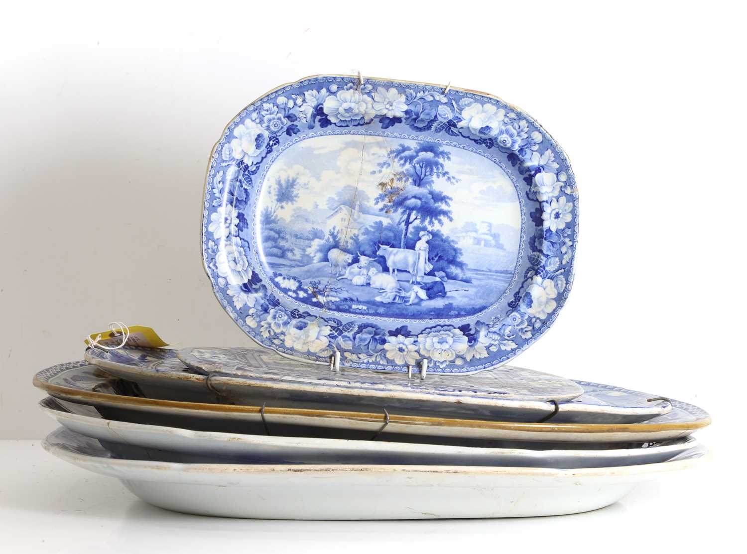 Lot 122 - A collection of blue and white meat plates and platters