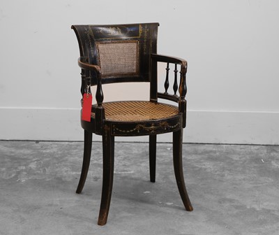 Lot 527 - A black lacquered japanned chair