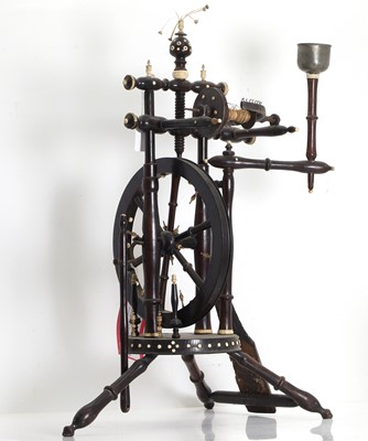 Lot 546A - An ebonised and bone spinning wheel