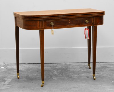 Lot 545A - A George III mahogany, rosewood and fruitwood-strung card table