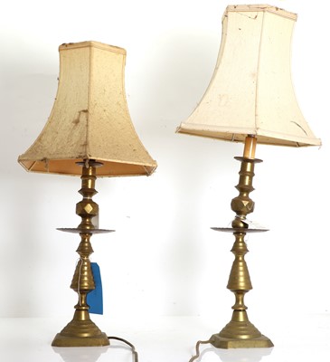Lot 477 - A pair of Victorian brass candlesticks