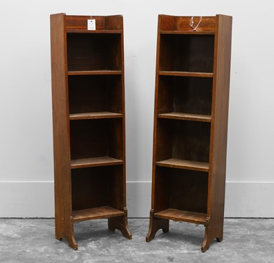Lot 512A - A near pair of mahogany and strung boxwood open bookcases