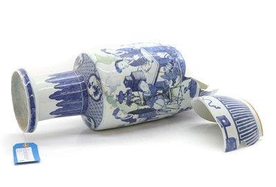 Lot 79A - A Chinese blue and white rouleau vase