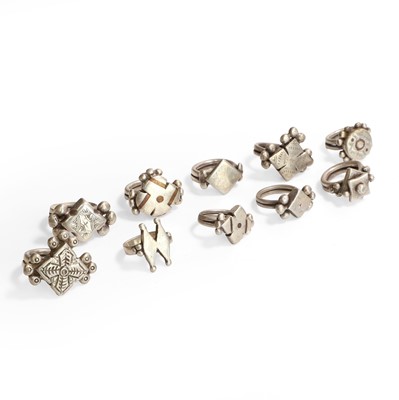 Lot 132 - Nine Tuareg silver rings