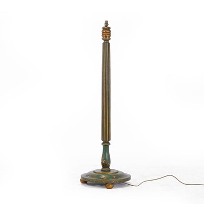 Lot 45 - A green-lacquered chinoiserie standard lamp