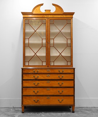 Lot 522A - A satinwood bureau bookcase