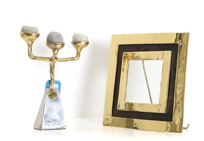 Lot 304 - A David Marshall Brutalist aluminium and brass candelabra