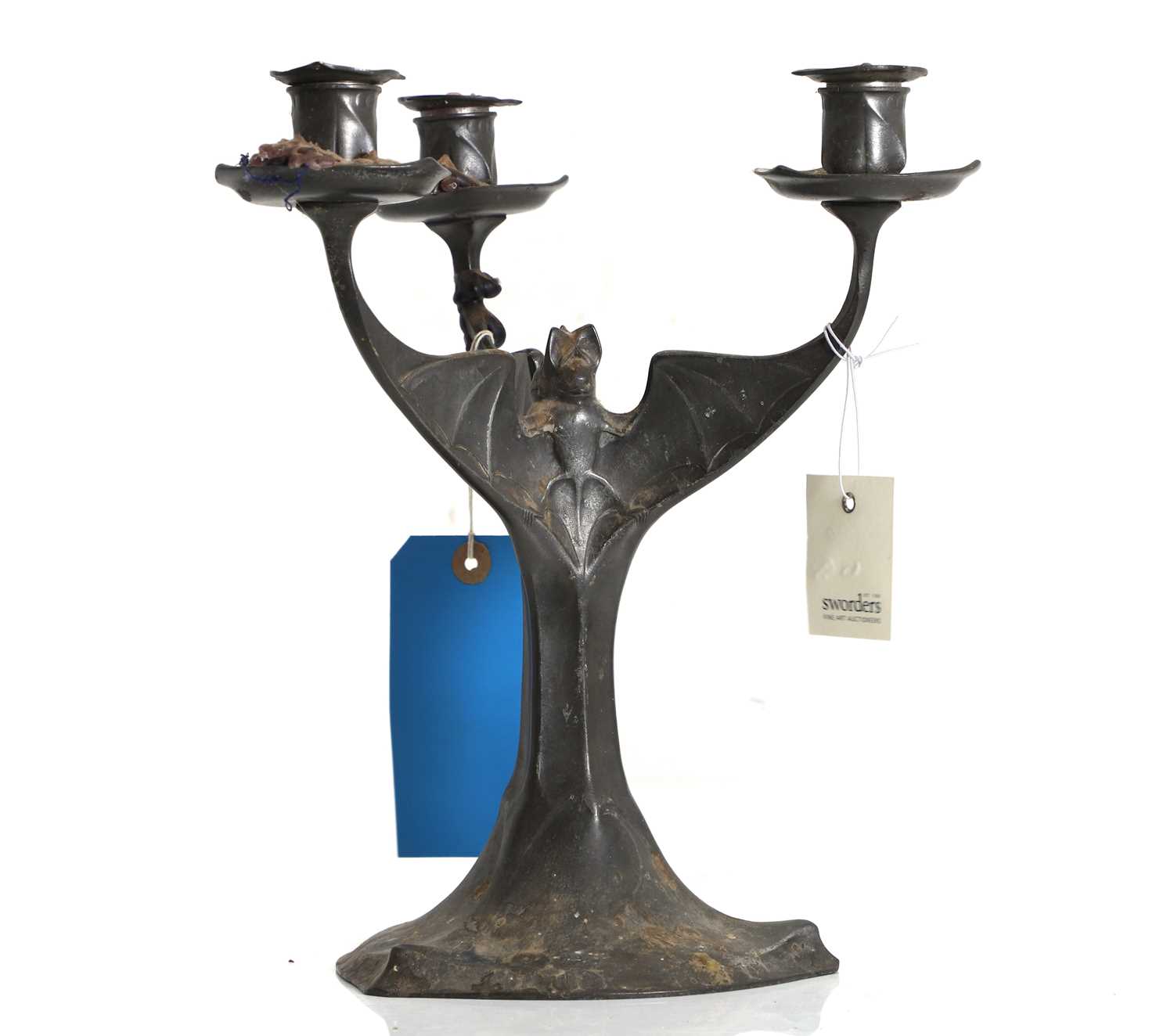 Lot 315 - A Kayserzinn 'Bats' girandole