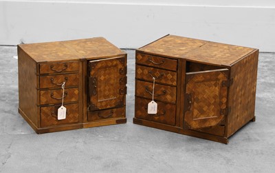 Lot 308 - A pair of parquetry table top cabinets