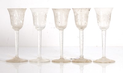 Lot 152 - A set of five wine glasses