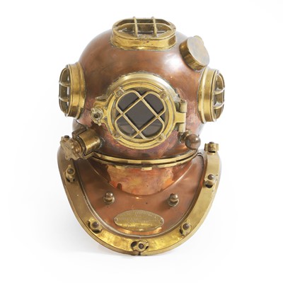 Lot 167 - A reproduction MK. V copper and brass US Navy diving helmet