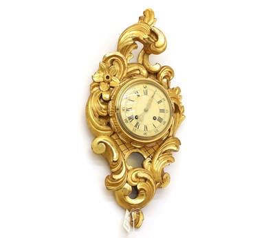 Lot 202 - Louis XV-style giltwood cartel clock