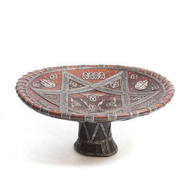 Lot 230 - A large Jewish turned wooden challah pedestal dish
