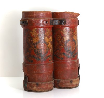 Lot 306 - Pair of artillery shell carry cases