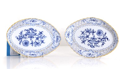 Lot 105 - A pair of Meissen 'Blue Onion' pierced dishes
