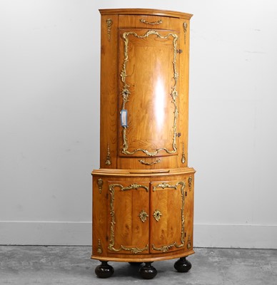 Lot 503 - A Danish ormolu and ash standing corner cupboard