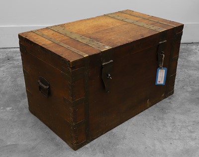 Lot 529 - A camphorwood and brass bound trunk