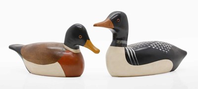 Lot 313 - Two carved Canadian decoy carvings of a Mallard and a Common Loon