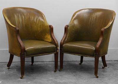 Lot 531 - A pair of leather tub chairs