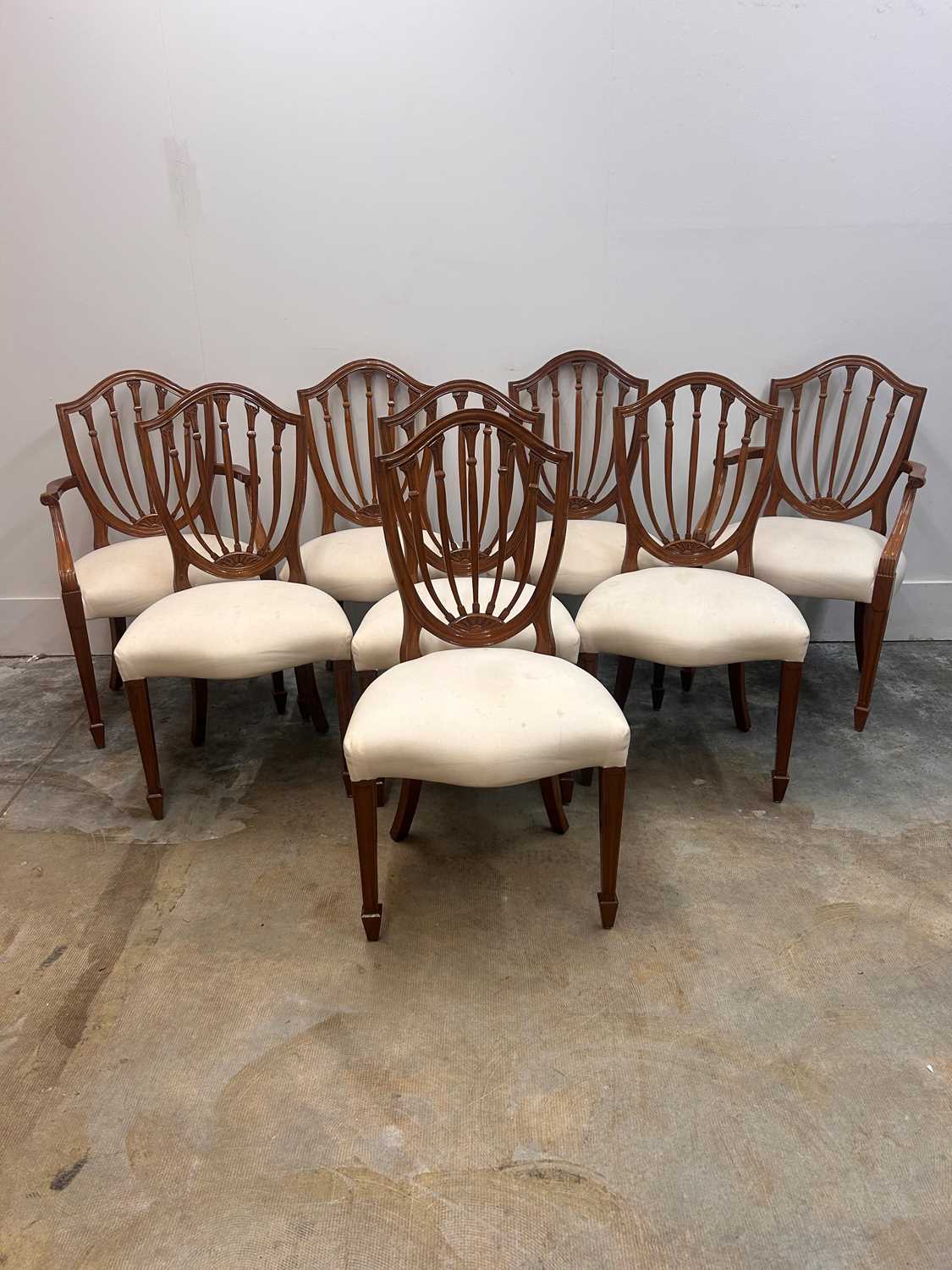 Lot 510 - A set of Hepplewhite style mahogany dining chairs
