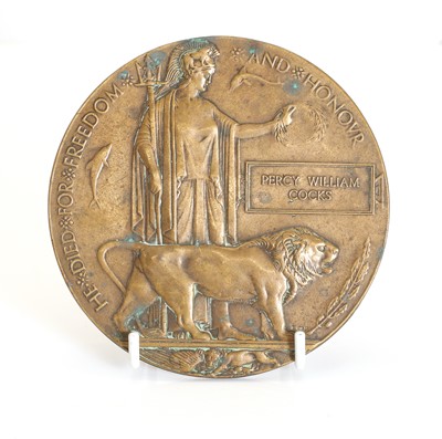Lot 301 - A WWI death plaque